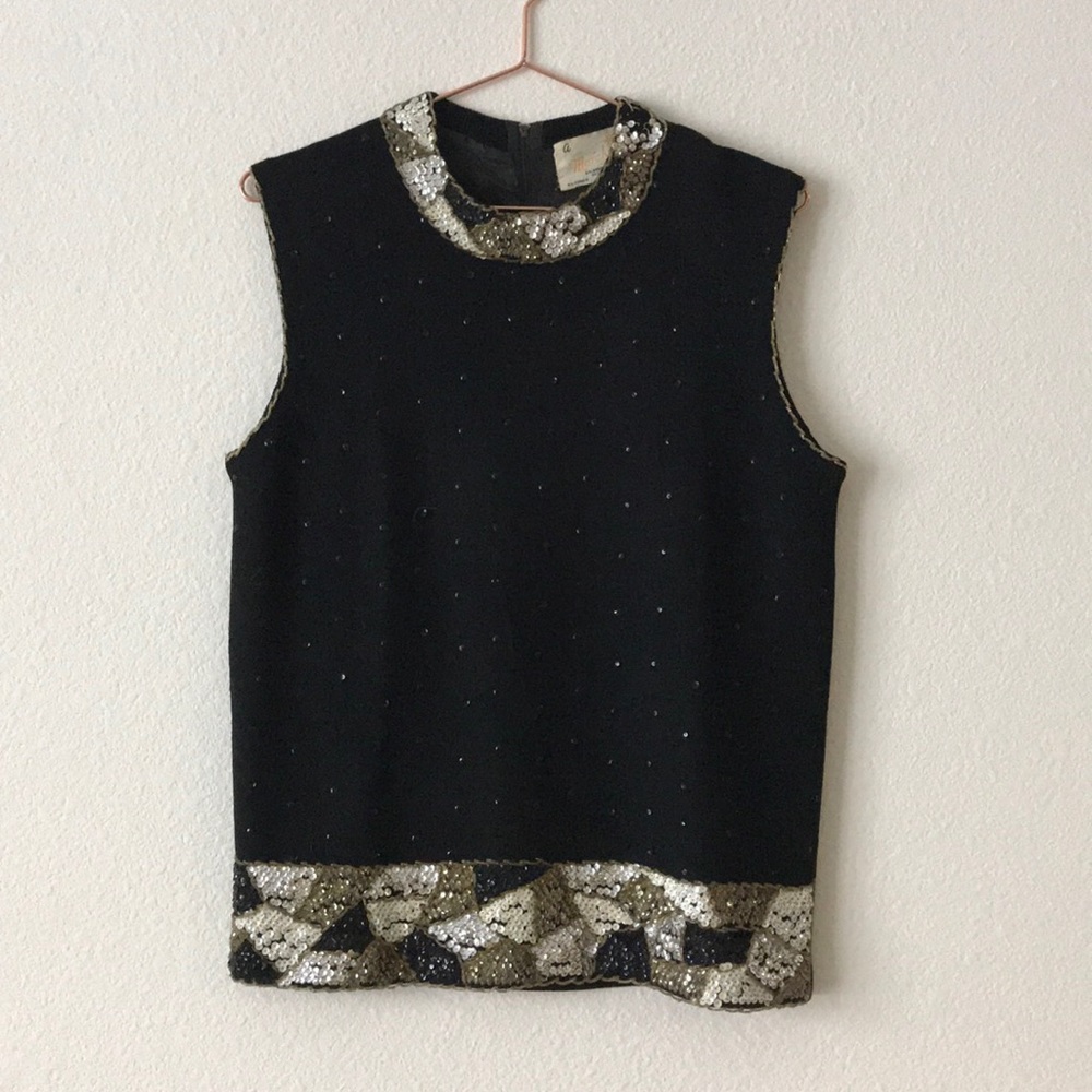 Vintage Black and Gold Sleeveless Blouse